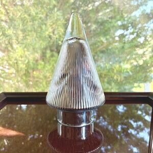 Mercury Glass Christmas Tree Decor, Ribbed Silver Tabletop Tree